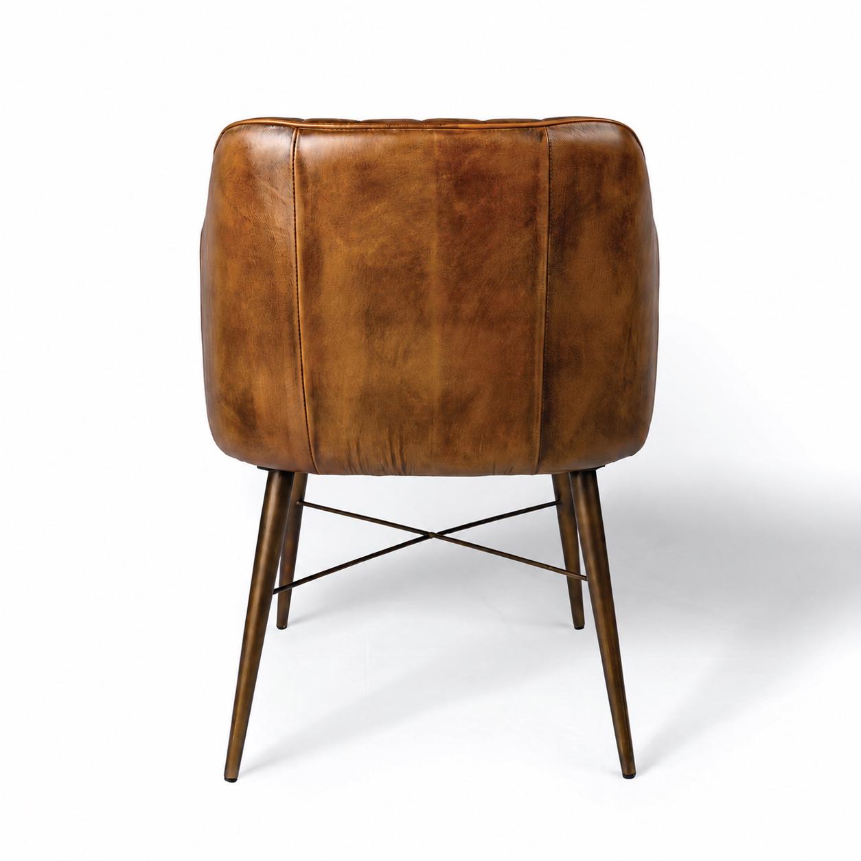 Vintage Leather Armchair – Mid-Century Modern Accent Chair, Handcrafted Leather Lounge Chair