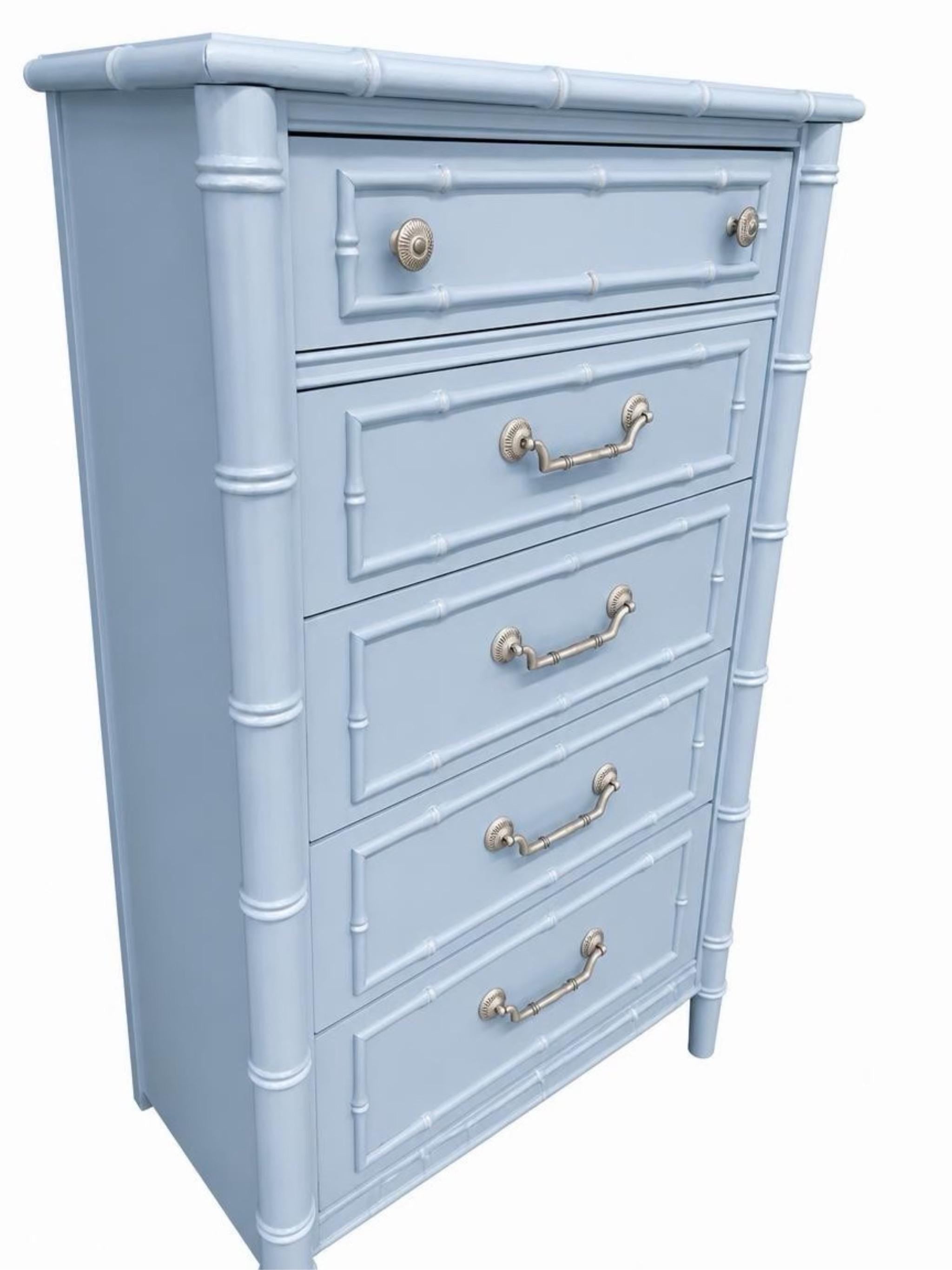 Thomasville Allegro Faux Bamboo Tall 7-Drawer Dresser: Hollywood Regency Palm Beach Style