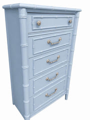 Thomasville Allegro Faux Bamboo Tall 7-Drawer Dresser: Hollywood Regency Palm Beach Style