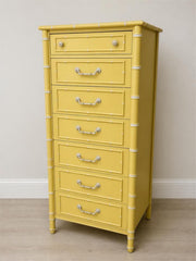 Thomasville Allegro Faux Bamboo Tall 7-Drawer Dresser: Hollywood Regency Palm Beach Style