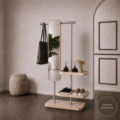 Entryway Organizer with Mirror – Freestanding Coat Rack with Shoe Storage