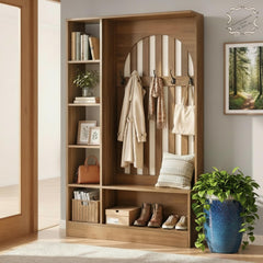 Farmhouse Hall Tree With Bench Coat Rack Shoe Storage Entryway Organizer