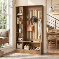 Farmhouse Hall Tree With Bench Coat Rack Shoe Storage Entryway Organizer