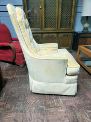 1960s Hollywood Regency Tufted Yellow Velvet Lounge Chair (Reupholstered)