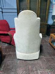 1960s Hollywood Regency Tufted Yellow Velvet Lounge Chair (Reupholstered)
