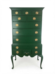 Vintage Green Federal Tall Boy Dresser