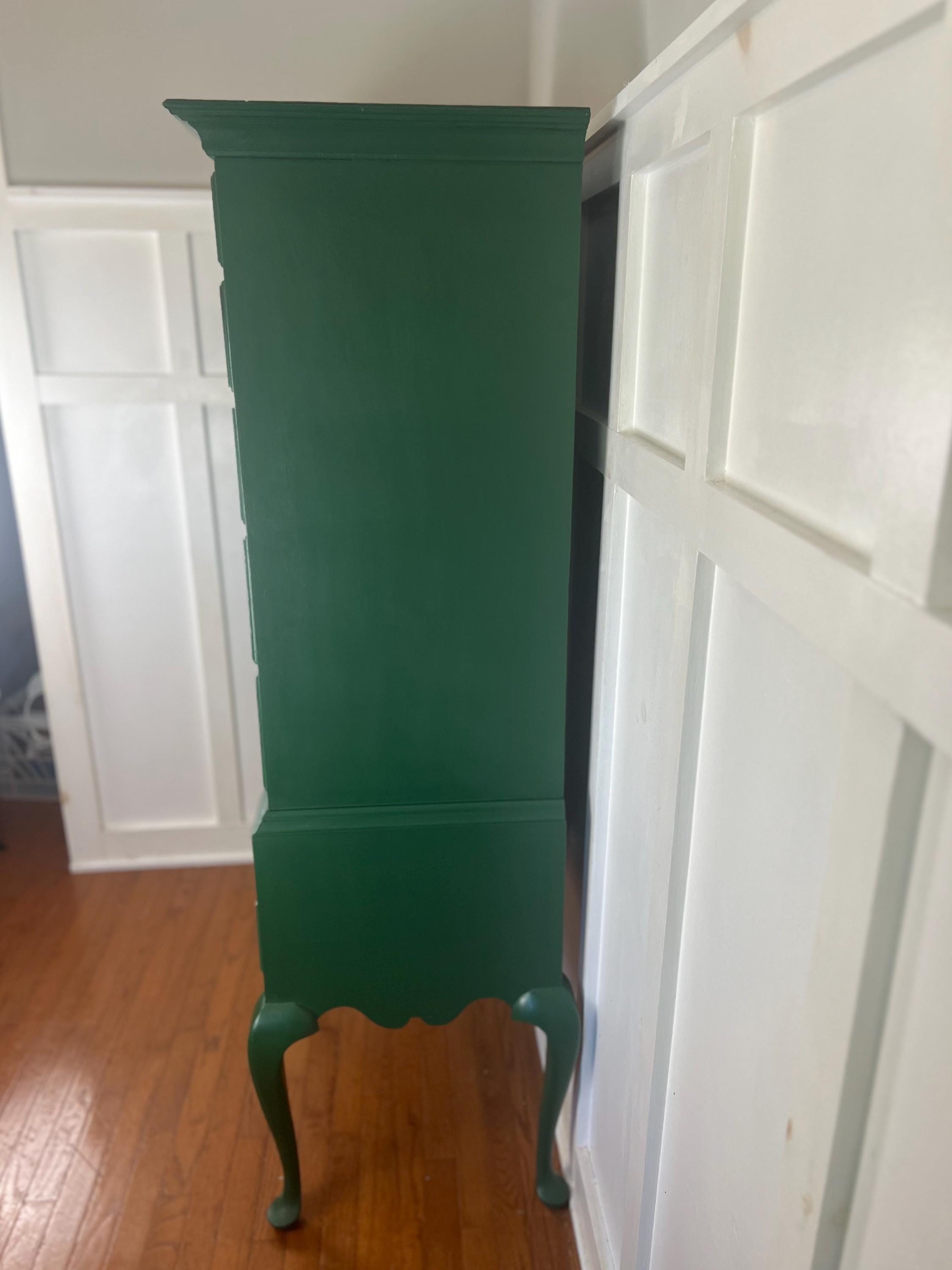 Vintage Green Federal Tall Boy Dresser