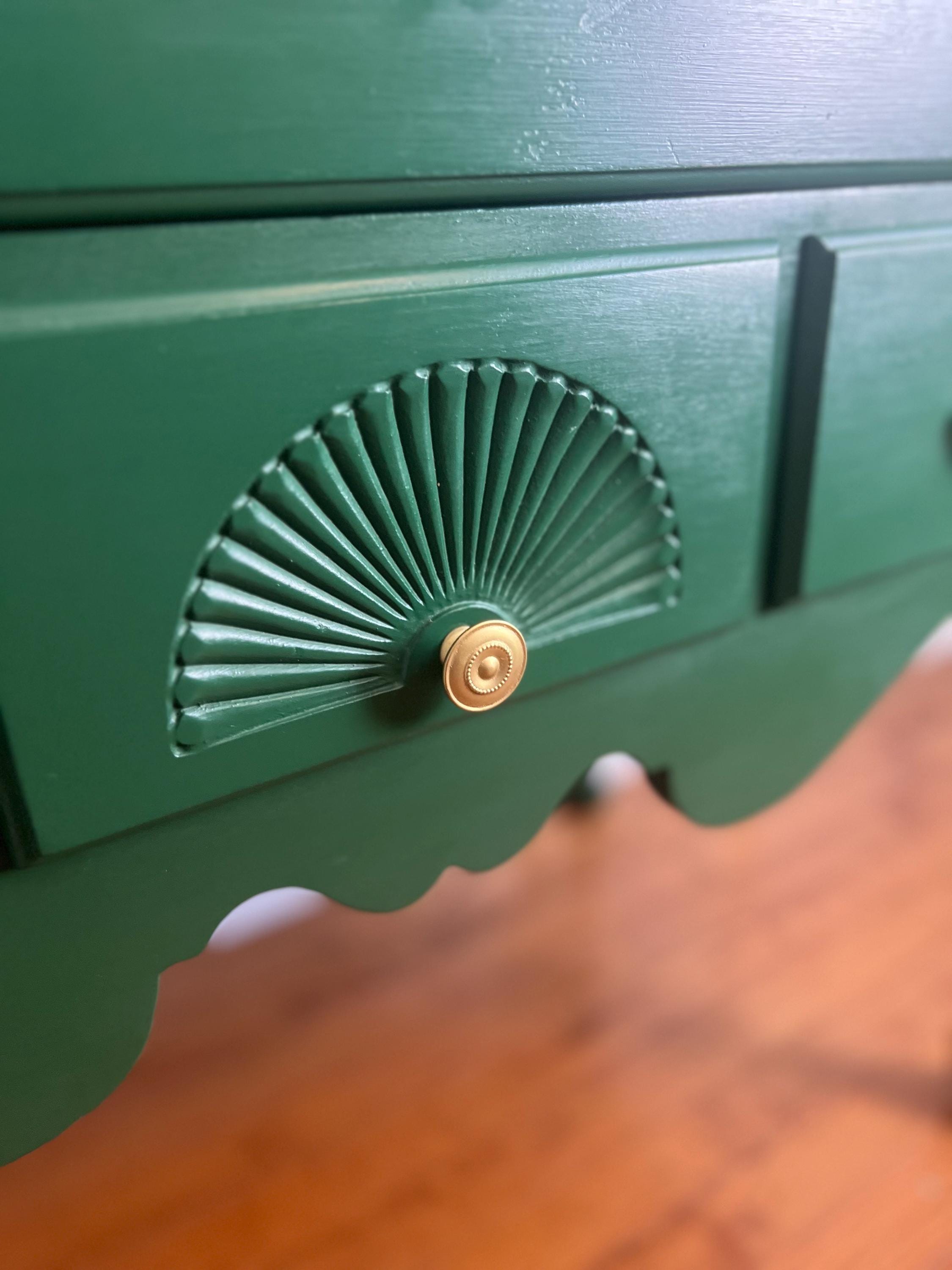 Vintage Green Federal Tall Boy Dresser