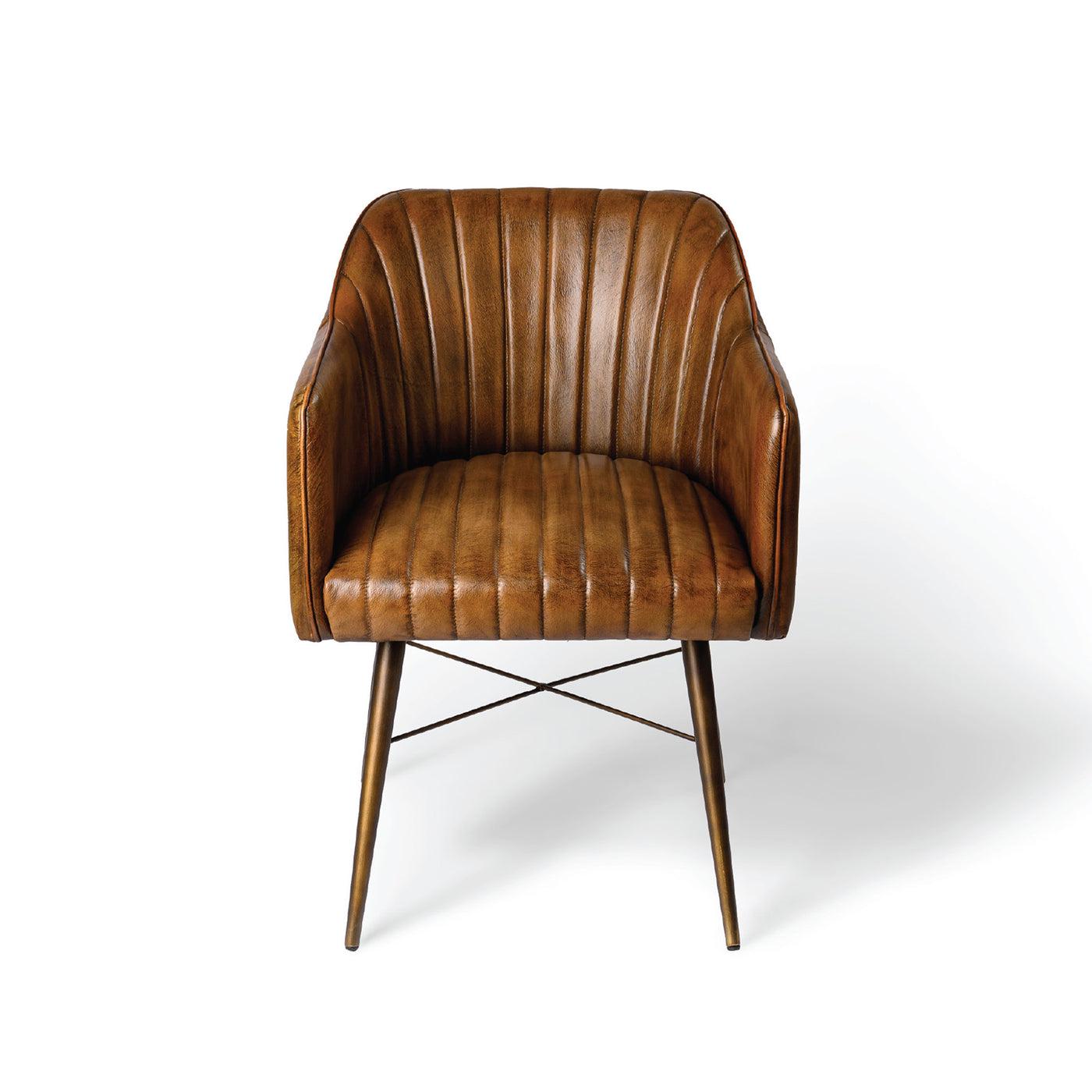 Vintage Leather Armchair – Mid-Century Modern Accent Chair, Handcrafted Leather Lounge Chair