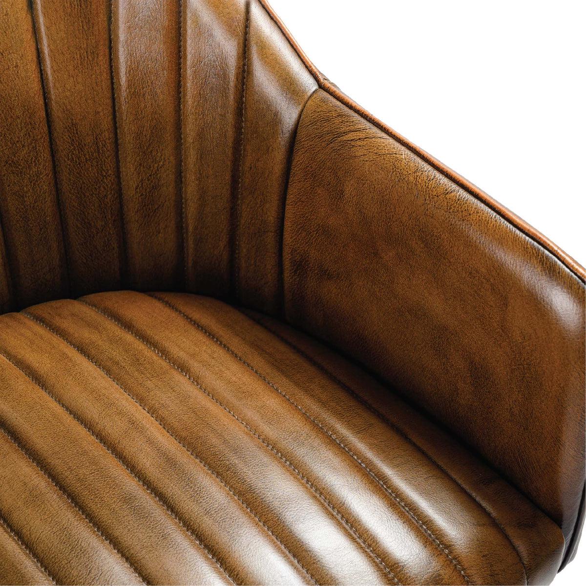 Vintage Leather Armchair – Mid-Century Modern Accent Chair, Handcrafted Leather Lounge Chair