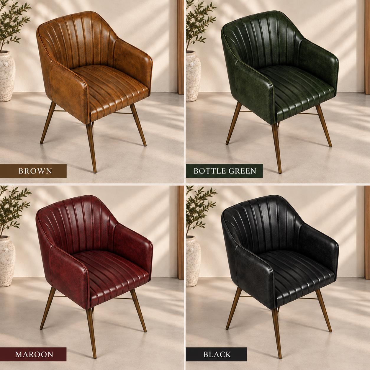 Vintage Leather Armchair – Mid-Century Modern Accent Chair, Handcrafted Leather Lounge Chair
